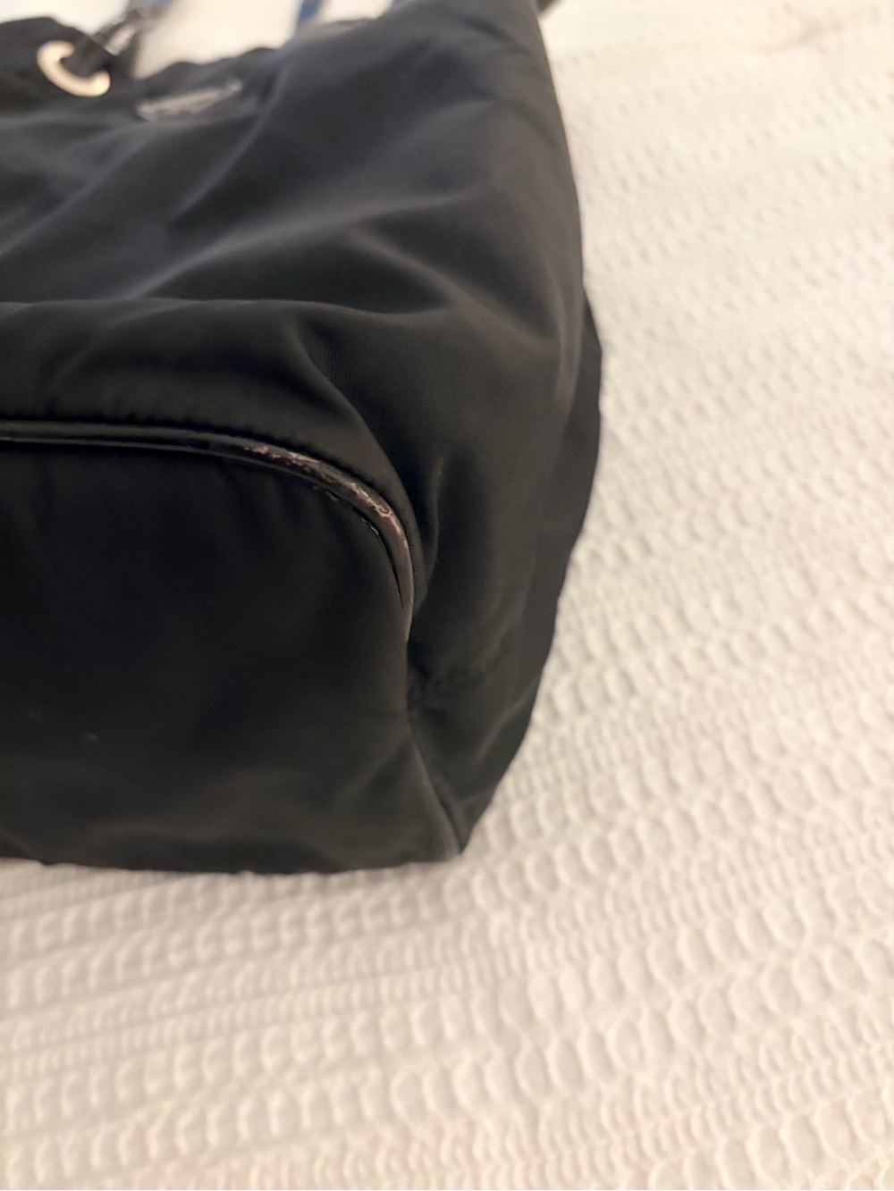 Prada Black Nylon Shoulder Tote with Patent Leather Straps - Picture 3 of 10